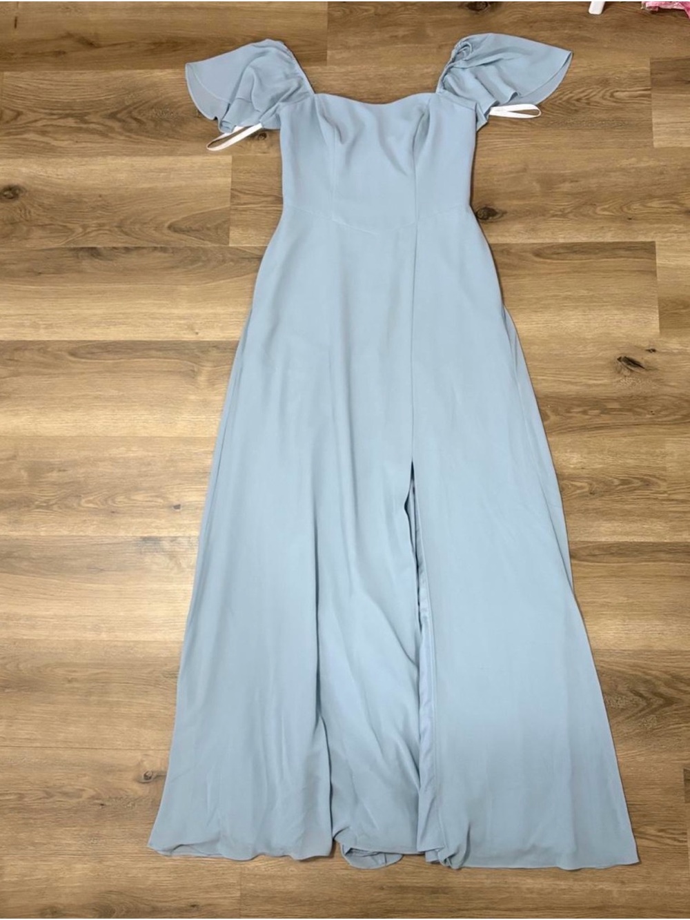 Light Blue Off-Shoulder Maxi Dress with Flutter Sleeves
